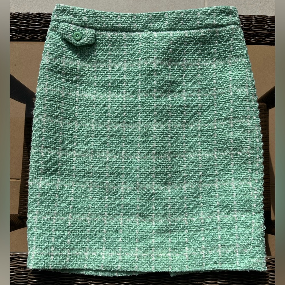Sandro Studio Mint Green Tweed Pencil Skirt (Size 6)